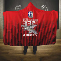 Tuskegee Red Tails Airmen Hooded Blanket P-51 Mustang 332nd Fighter Group - Black Red - Wonder Print Shop