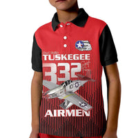 Tuskegee Red Tails Airmen Kid Polo Shirt P-51 Mustang 332nd Fighter Group - Black Red - Wonder Print Shop