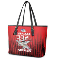 Tuskegee Red Tails Airmen Leather Tote Bag P-51 Mustang 332nd Fighter Group - Black Red - Wonder Print Shop