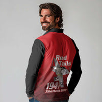 Tuskegee Red Tails Airmen Long Sleeve Polo Shirt P-51 Mustang 332nd Fighter Group - Black Red - Wonder Print Shop