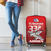 Tuskegee Red Tails Airmen Luggage Cover P-51 Mustang 332nd Fighter Group - Black Red - Wonder Print Shop
