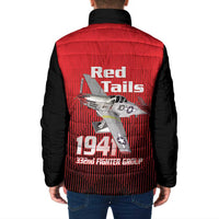 Tuskegee Red Tails Airmen Padded Jacket P-51 Mustang 332nd Fighter Group - Black Red - Wonder Print Shop