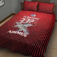 Tuskegee Red Tails Airmen Quilt Bed Set P-51 Mustang 332nd Fighter Group - Black Red - Wonder Print Shop
