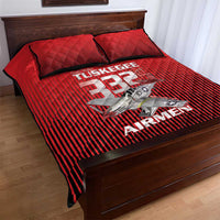 Tuskegee Red Tails Airmen Quilt Bed Set P-51 Mustang 332nd Fighter Group - Black Red - Wonder Print Shop
