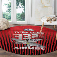 Tuskegee Red Tails Airmen Round Carpet P-51 Mustang 332nd Fighter Group - Black Red - Wonder Print Shop