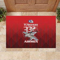 Tuskegee Red Tails Airmen Rubber Doormat P-51 Mustang 332nd Fighter Group - Black Red - Wonder Print Shop