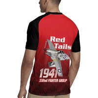 Tuskegee Red Tails Airmen Rugby Jersey P-51 Mustang 332nd Fighter Group - Black Red - Wonder Print Shop
