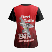 Tuskegee Red Tails Airmen Scrub Top P-51 Mustang 332nd Fighter Group - Black Red - Wonder Print Shop