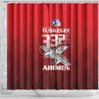 Tuskegee Red Tails Airmen Shower Curtain P-51 Mustang 332nd Fighter Group - Black Red - Wonder Print Shop