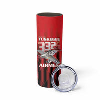 Tuskegee Red Tails Airmen Skinny Tumbler P-51 Mustang 332nd Fighter Group - Black Red - Wonder Print Shop