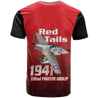 Tuskegee Red Tails Airmen T Shirt P-51 Mustang 332nd Fighter Group - Black Red - Wonder Print Shop