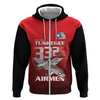 Tuskegee Red Tails Airmen Zip Hoodie P-51 Mustang 332nd Fighter Group - Black Red - Wonder Print Shop