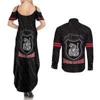 Harlem Hellfighters Couples Matching Summer Maxi Dress and Long Sleeve Button Shirt 369th Infantry Regiment - Wonder Print Shop