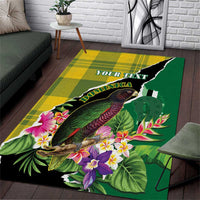 Personalised Dominica Independence Day Area Rug Sisserou Parrot With Tropical Flowers - Wonder Print Shop
