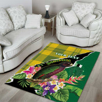 Personalised Dominica Independence Day Area Rug Sisserou Parrot With Tropical Flowers - Wonder Print Shop