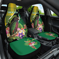 Personalised Dominica Independence Day Car Seat Cover Sisserou Parrot With Tropical Flowers - Wonder Print Shop