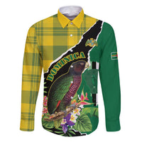 Personalised Dominica Independence Day Family Matching Off Shoulder Short Dress and Hawaiian Shirt Sisserou Parrot With Tropical Flowers - Wonder Print Shop