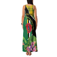 Personalised Dominica Independence Day Family Matching Tank Maxi Dress and Hawaiian Shirt Sisserou Parrot With Tropical Flowers - Wonder Print Shop