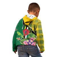 Personalised Dominica Independence Day Kid Hoodie Sisserou Parrot With Tropical Flowers - Wonder Print Shop