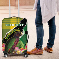 Personalised Dominica Independence Day Luggage Cover Sisserou Parrot With Tropical Flowers - Wonder Print Shop