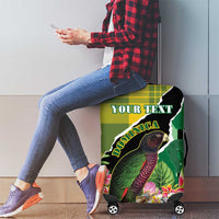 Personalised Dominica Independence Day Luggage Cover Sisserou Parrot With Tropical Flowers - Wonder Print Shop