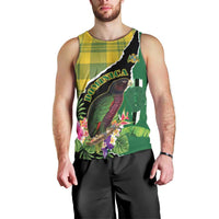 Personalised Dominica Independence Day Men Tank Top Sisserou Parrot With Tropical Flowers - Wonder Print Shop