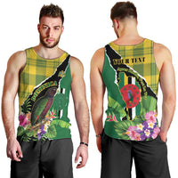 Personalised Dominica Independence Day Men Tank Top Sisserou Parrot With Tropical Flowers - Wonder Print Shop