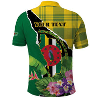 Personalised Dominica Independence Day Polo Shirt Sisserou Parrot With Tropical Flowers - Wonder Print Shop