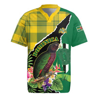 Personalised Dominica Independence Day Rugby Jersey Sisserou Parrot With Tropical Flowers - Wonder Print Shop