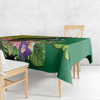 Personalised Dominica Independence Day Tablecloth Sisserou Parrot With Tropical Flowers - Wonder Print Shop