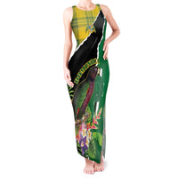Personalised Dominica Independence Day Tank Maxi Dress Sisserou Parrot With Tropical Flowers - Wonder Print Shop