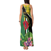 Personalised Dominica Independence Day Tank Maxi Dress Sisserou Parrot With Tropical Flowers - Wonder Print Shop