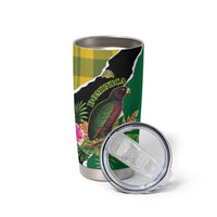 Personalised Dominica Independence Day Tumbler Cup Sisserou Parrot With Tropical Flowers - Wonder Print Shop