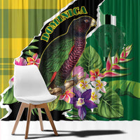 Personalised Dominica Independence Day Window Curtain Sisserou Parrot With Tropical Flowers - Wonder Print Shop