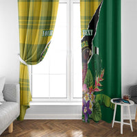 Personalised Dominica Independence Day Window Curtain Sisserou Parrot With Tropical Flowers - Wonder Print Shop
