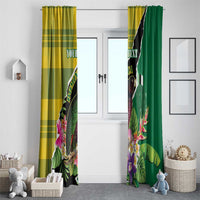 Personalised Dominica Independence Day Window Curtain Sisserou Parrot With Tropical Flowers - Wonder Print Shop