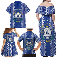 Personalised Cape Verde Family Matching Off Shoulder Maxi Dress and Hawaiian Shirt Grey Headed Kingfisher - Coat Of Arms - Wonder Print Shop