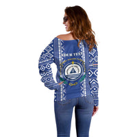 Personalised Cape Verde Off Shoulder Sweater Grey Headed Kingfisher - Coat Of Arms - Wonder Print Shop