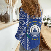 Personalised Cape Verde Women Casual Shirt Grey Headed Kingfisher - Coat Of Arms - Wonder Print Shop