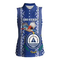 Personalised Cape Verde Women Sleeveless Polo Shirt Grey Headed Kingfisher - Coat Of Arms - Wonder Print Shop