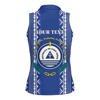 Personalised Cape Verde Women Sleeveless Polo Shirt Grey Headed Kingfisher - Coat Of Arms - Wonder Print Shop