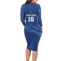 Custom Cape Verde Football Family Matching Long Sleeve Bodycon Dress and Hawaiian Shirt Go Champions Tubaroes Azuis - Wonder Print Shop