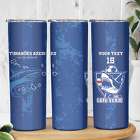 Custom Cape Verde Football Skinny Tumbler Go Champions Tubaroes Azuis - Wonder Print Shop