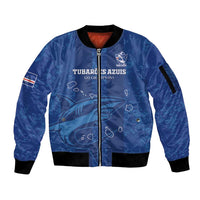 Custom Cape Verde Football Sleeve Zip Bomber Jacket Go Champions Tubaroes Azuis - Wonder Print Shop