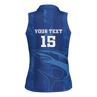 Custom Cape Verde Football Women Sleeveless Polo Shirt Go Champions Tubaroes Azuis - Wonder Print Shop