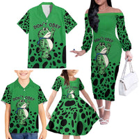 Don't Obey Portland Frog Protest Family Matching Off The Shoulder Long Sleeve Dress and Hawaiian Shirt Anti-Fascism - Wonder Print Shop