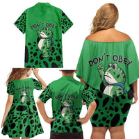 Don't Obey Portland Frog Protest Family Matching Off Shoulder Short Dress and Hawaiian Shirt Anti-Fascism - Wonder Print Shop