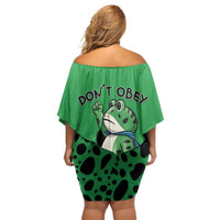 Don't Obey Portland Frog Protest Family Matching Off Shoulder Short Dress and Hawaiian Shirt Anti-Fascism - Wonder Print Shop