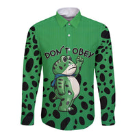 Don't Obey Portland Frog Protest Long Sleeve Button Shirt Anti-Fascism - Wonder Print Shop