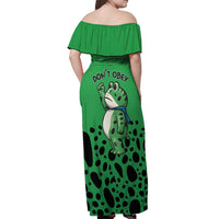 Don't Obey Portland Frog Protest Off Shoulder Maxi Dress Anti-Fascism - Wonder Print Shop